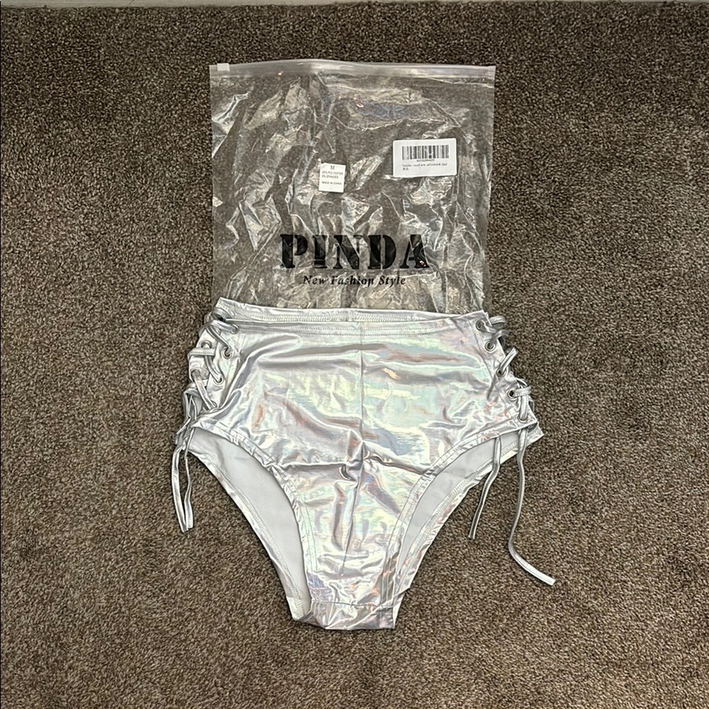Silver/iridescent Bottoms with Side Ties